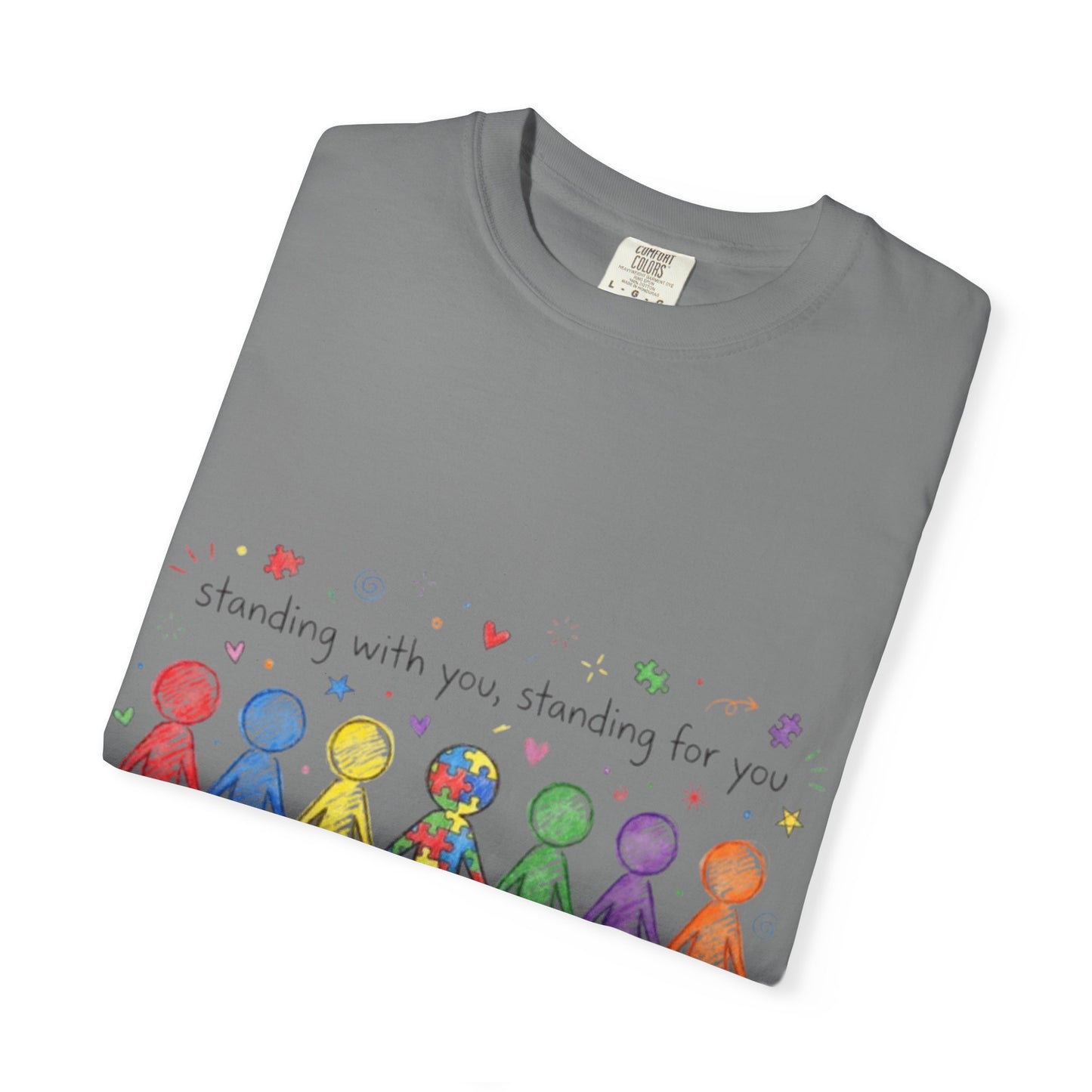 Autism Awareness Rainbow People T-Shirt — "Standing With You, Standing For You"