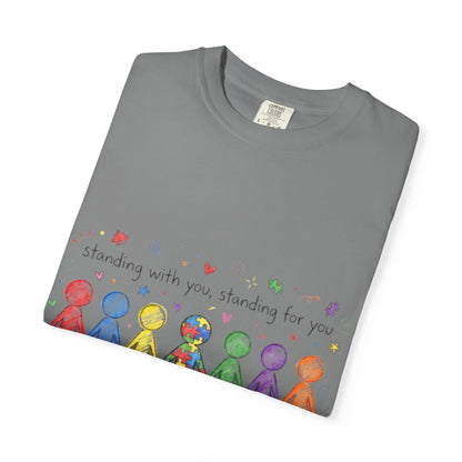 Autism Awareness Rainbow People T-Shirt — "Standing With You, Standing For You"