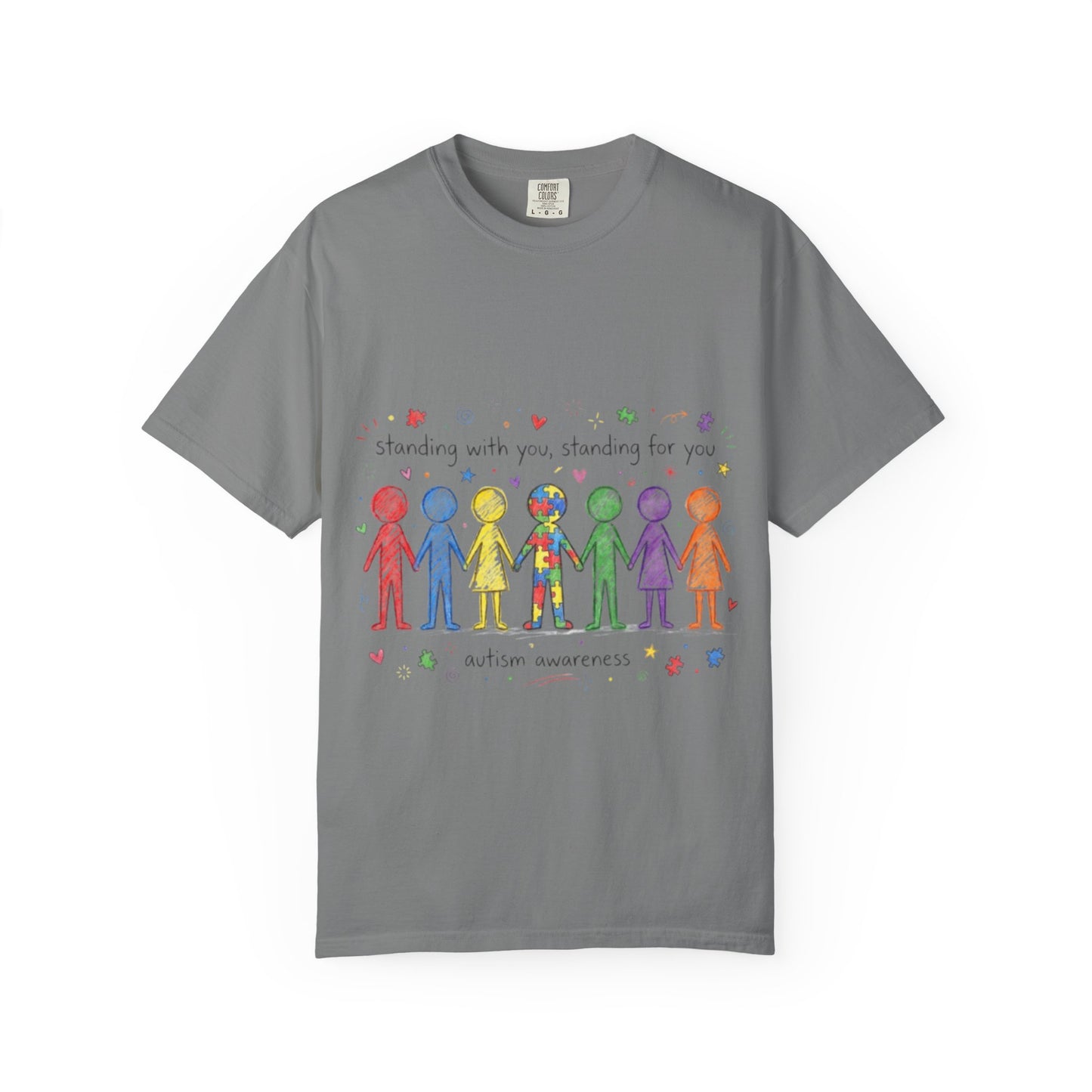 Autism Awareness Rainbow People T-Shirt — "Standing With You, Standing For You"