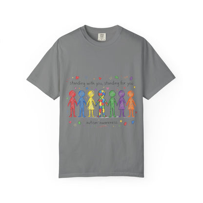 Autism Awareness Rainbow People T-Shirt — "Standing With You, Standing For You"