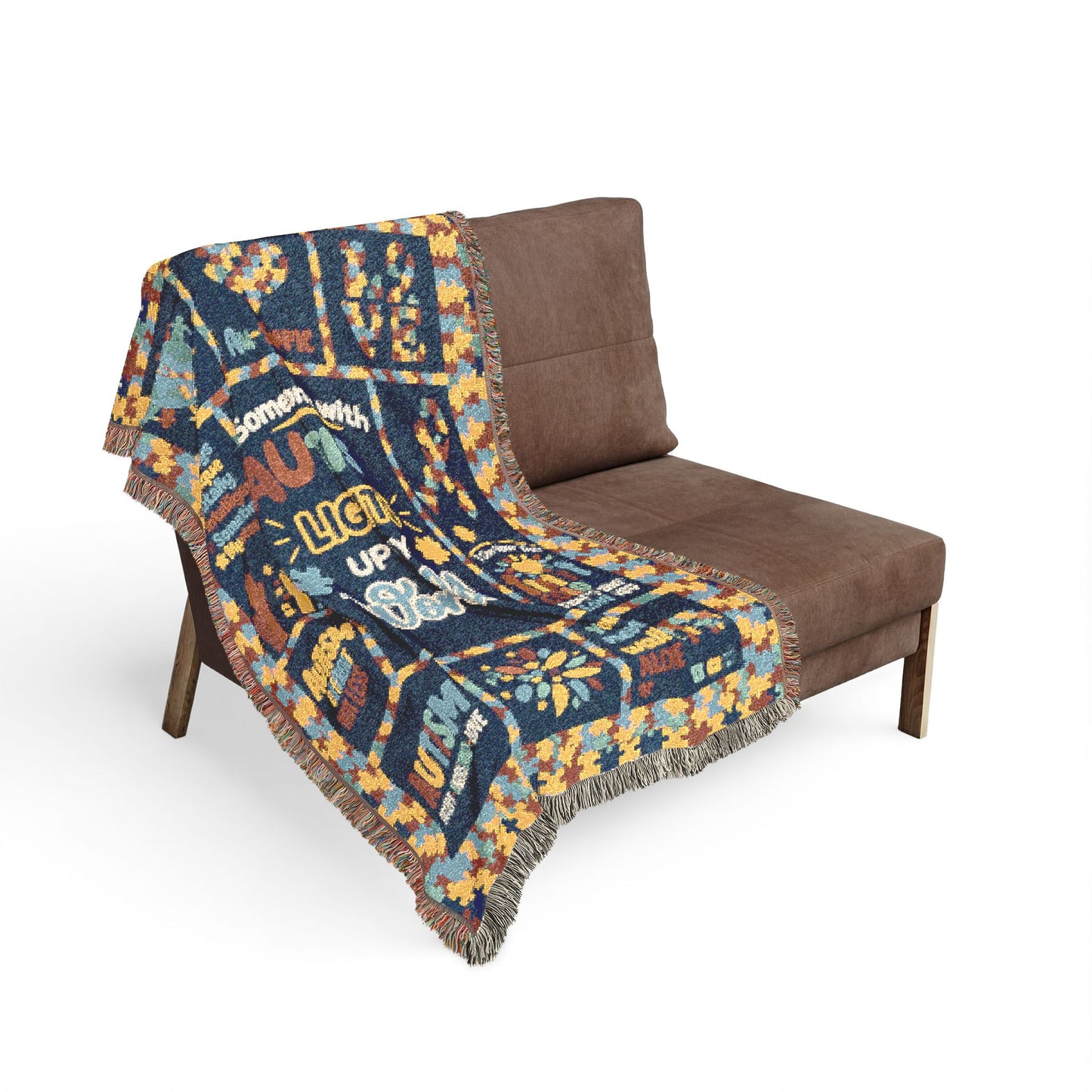 Autism Awareness Woven Blanket — 'Autism Lights the Way' Support Throw