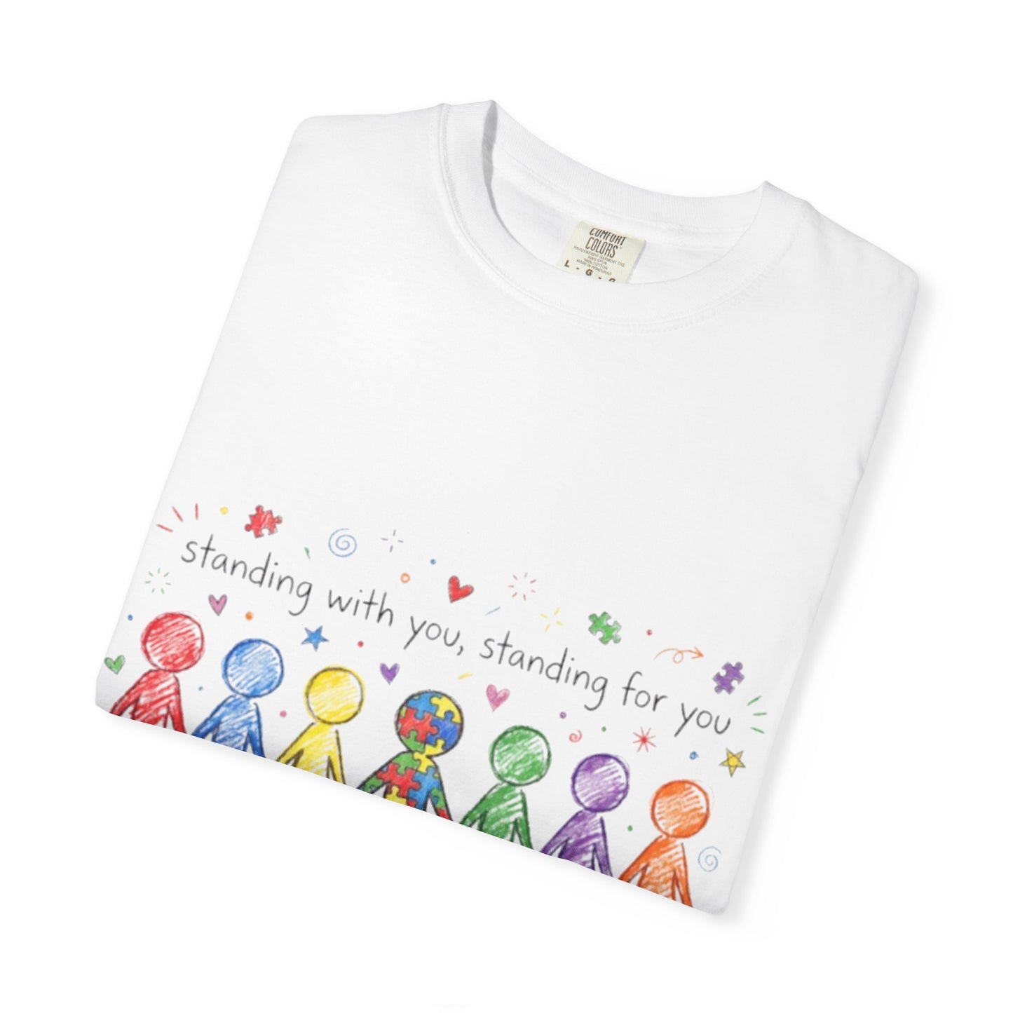 Autism Awareness Rainbow People T-Shirt — "Standing With You, Standing For You"