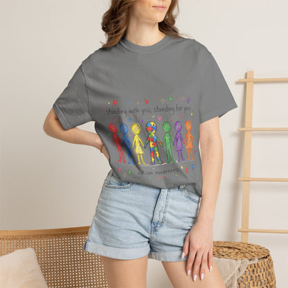 Autism Awareness Rainbow People T-Shirt — "Standing With You, Standing For You"