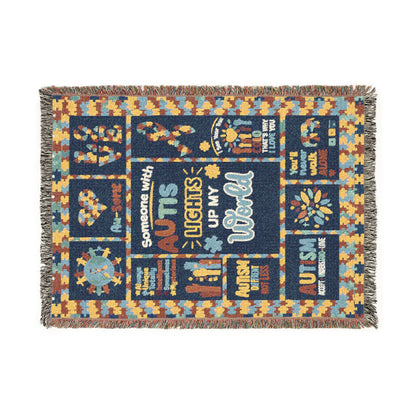 Autism Awareness Woven Blanket — 'Autism Lights the Way' Support Throw