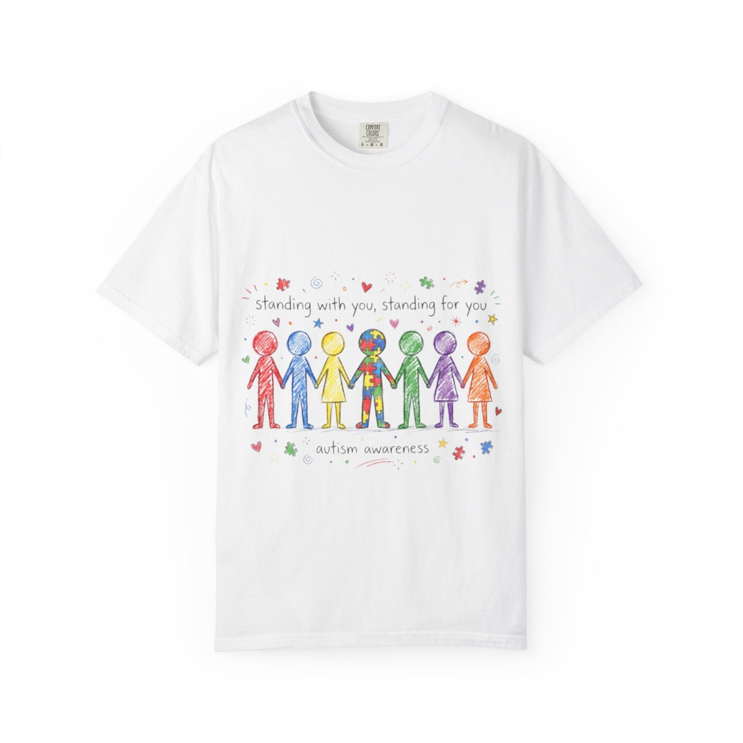 Autism Awareness Rainbow People T-Shirt — "Standing With You, Standing For You"