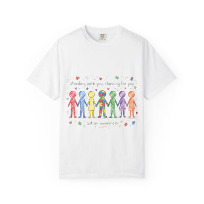Autism Awareness Rainbow People T-Shirt — "Standing With You, Standing For You"