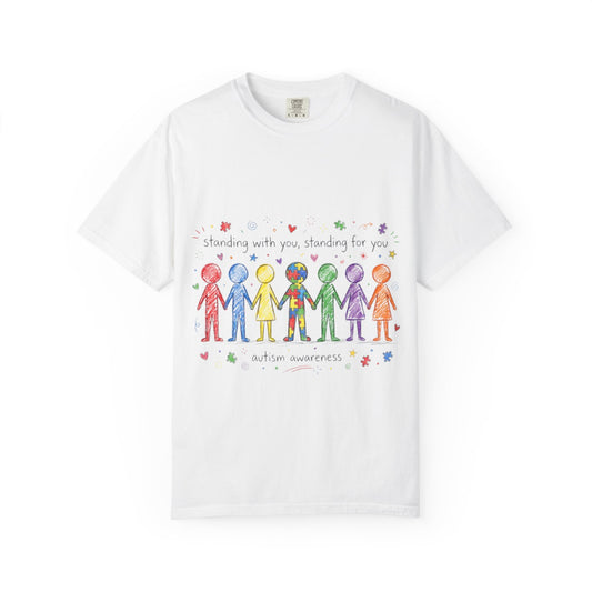 Autism Awareness Rainbow People T-Shirt — "Standing With You, Standing For You"